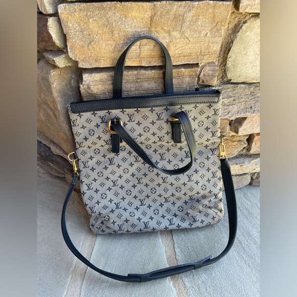 Louis Vuitton Navy Mini Lin Two Way Bag - Picture 2 of 6